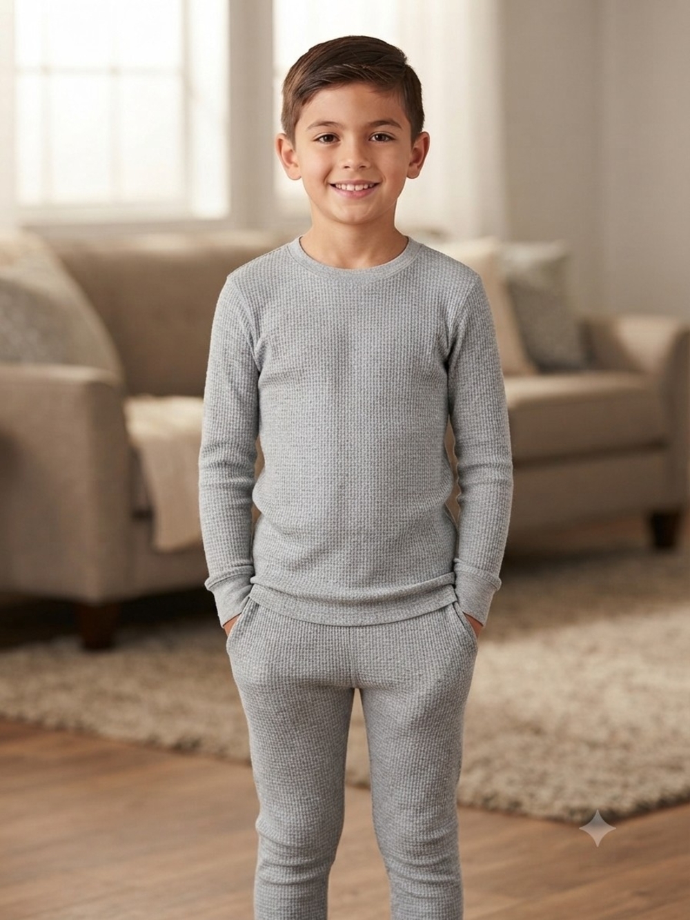 Athletic Works Kids Long-Sleeve Thermal Top - Light Gray